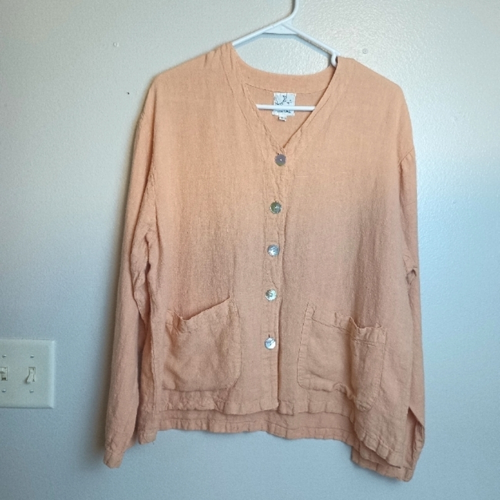 Via Vai by Pollero Linen Button Down Top Large